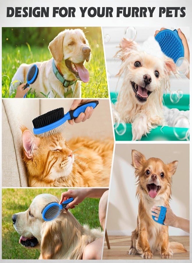 UGNEL 2PCS Pet Grooming Tools - Double-Sided Brush for Shedding and Bathing, Suitable for Short/Long Haired Dogs Cats and Horses, Deshedding Dog Brush, Mane & Tail Combs for Horses - Pet Supplies (Blue) - Image 3