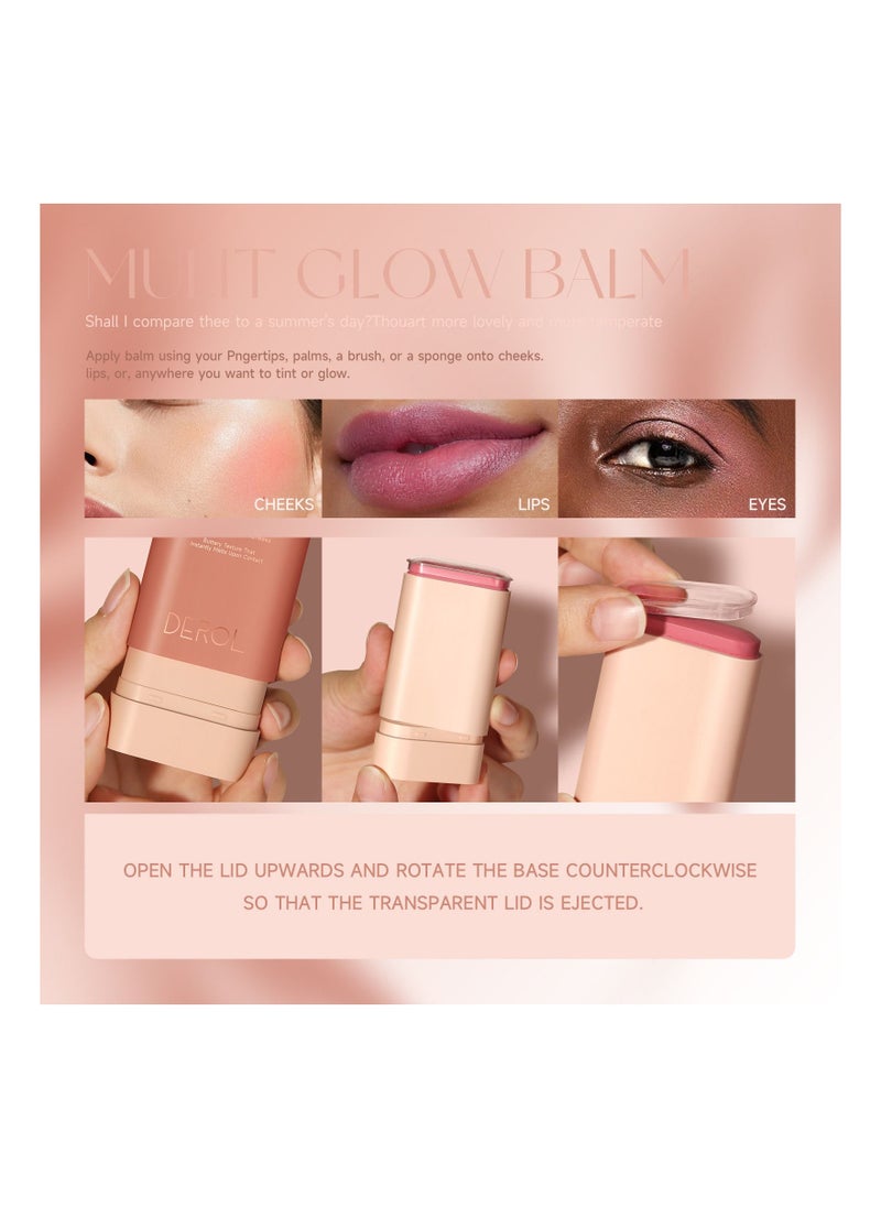 DEROL Cream Blush For Cheeks Face Blushes Stick Palette Bronzer Highlighter Shape Contour Moisturizing And Breathable Matte Finish Long-wearing Waterproof For Women Makeup  - Image 3