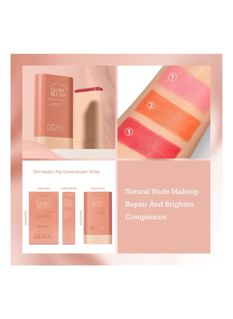 DEROL Cream Blush For Cheeks Face Blushes Stick Palette Bronzer Highlighter Shape Contour Moisturizing And Breathable Matte Finish Long-wearing Waterproof For Women Makeup  - Image 5