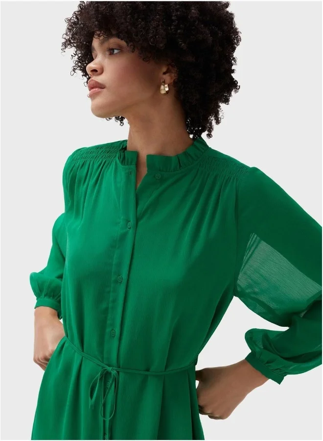 Ovs Puff Sleeve Button Detail Dress