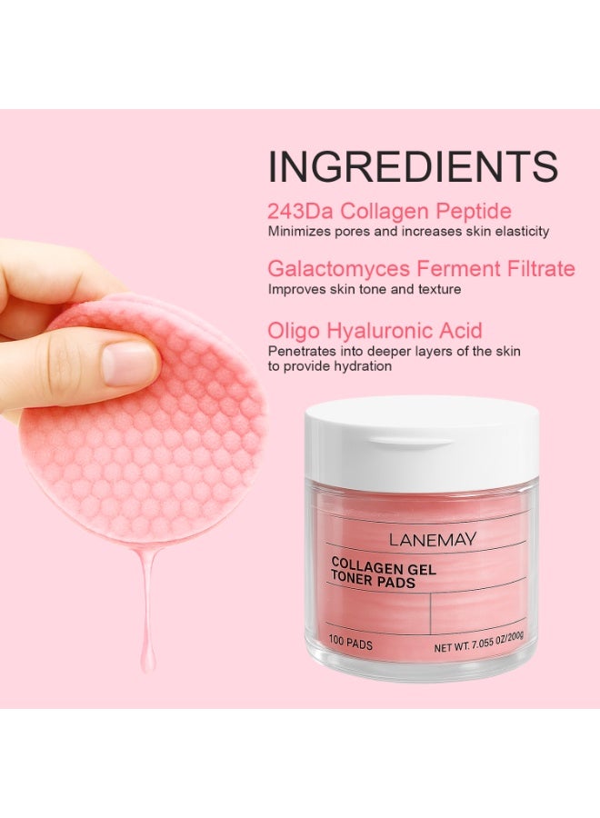 LANEMAY Collagen Gel Toner Pads - cleanses and hydrates the skin, shrinks pores and enhances skin elasticity, and improves skin tone and texture - Image 3