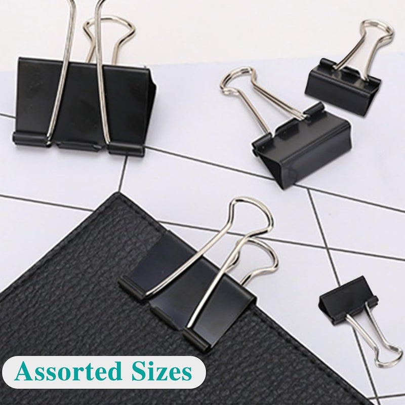 اولكيلا 100 قطعة من مشابك الورق السوداء، مشابك ورق، مشابك ورق، 5 أحجام متنوعة، مشابك معدنية سوداء، مثالية للمكتب والمنزل واللوازم المدرسية - Image 5