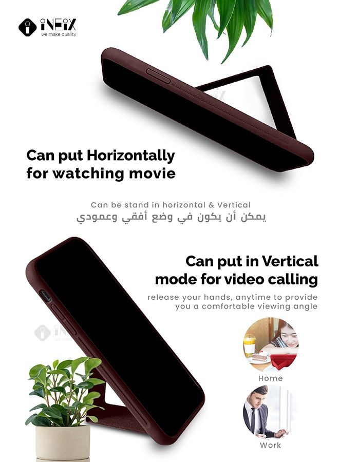 INEIX 3-in-1 Magnetic Wrist Strap Hand Grip with Stand Case Cover for Samsung Galaxy A04e-Brown - Image 3