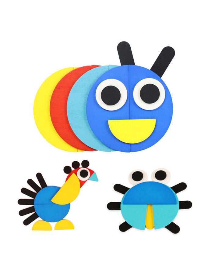 Iron Box Geometric Shape Puzzle Board Children's Intelligence Seven-piece Puzzle Fun Shape Animal Wooden Toy-Color:XHN-shape Puzzle B Car - Image 3