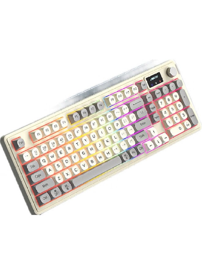 LANGTU لوحة مفاتيح سلكية صامتة Langtu L15 Cream Knight 98 مفتاح، هيكل جازكيت، تأثيرات إضاءة RGB، تصميم مريح - Image 3