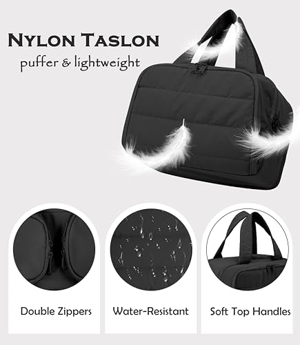 BUZFOWU Travel Toiletry Bag for Women, Large Wide-open Puffy Cosmetic Makeup Bag with Wet-Dry Separation, Multi-Pocket Organizer with Carry Handle for Toiletries, Cosmetics, Essentials, Black - Image 4