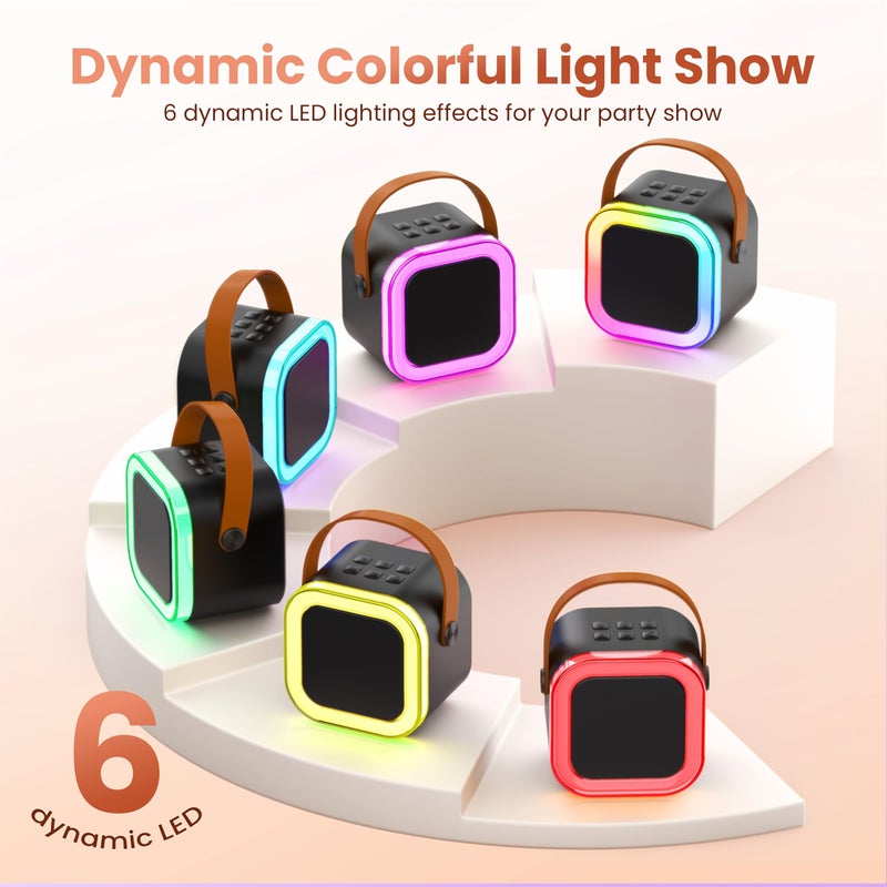 Beige Portable Mini Karaoke Machine Bluetooth Speaker With 2 Wireless Microphones Long Battery Life High Quality Sound Multiple Colors Gift - Image 4