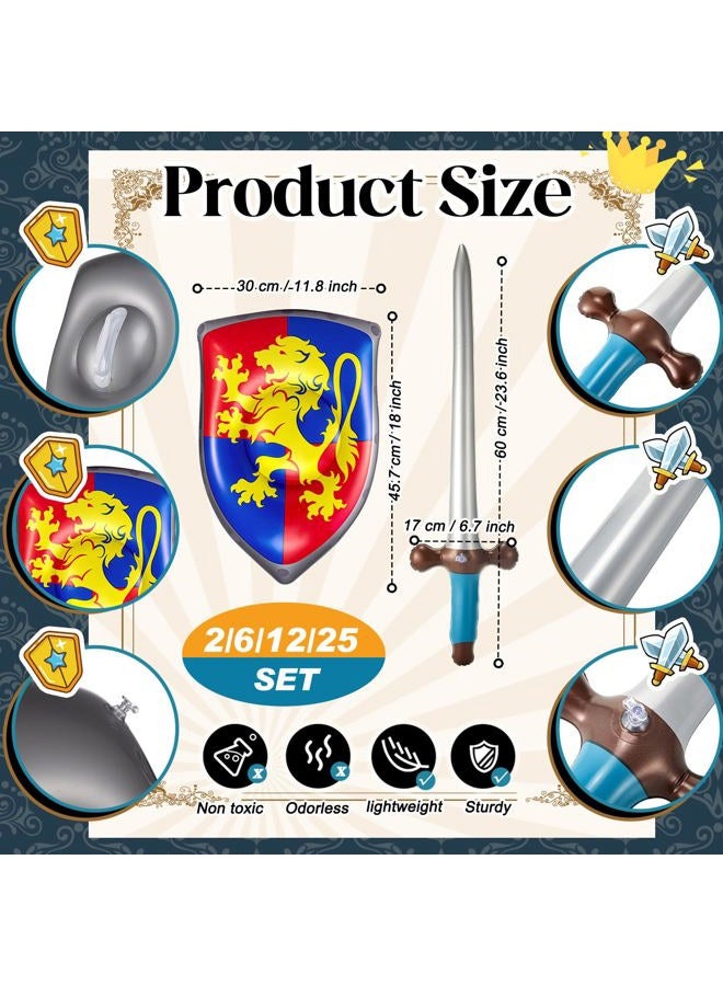 Poen Inflatable Sword and Shield Knight Party Favors Set Blow up Medieval Sword Shield for Prince Party Favors Decorations Cosplay Accessories(4 Pcs,Dragon) - Image 2