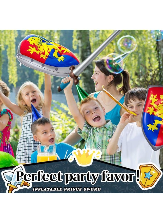 Poen Inflatable Sword and Shield Knight Party Favors Set Blow up Medieval Sword Shield for Prince Party Favors Decorations Cosplay Accessories(4 Pcs,Dragon) - Image 5