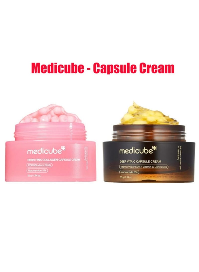 ميديكيوب منتجات العناية بالبشرة الكورية/ كريم كبسولات الكولاجين الوردي من ميديكيوب، بحمض السالمون، مرطب للوجه | كريم مرطب خفيف الوزن | نياسيناميد لبشرة متجانسة اللون، ترطيب متوهج |1.94 أونصة /كريم كبسولة فيتا سي العميق، كريم مرطب للوجه مضاد للشيخوخة ضد التجاعيد، ترطيب فوري للبشرة الجافة، العناية بمرونة البشرة - Image 5
