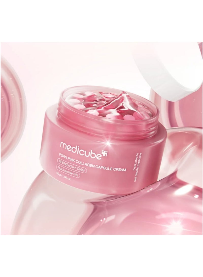 ميديكيوب منتجات العناية بالبشرة الكورية/ كريم كبسولات الكولاجين الوردي من ميديكيوب، بحمض السالمون، مرطب للوجه | كريم مرطب خفيف الوزن | نياسيناميد لبشرة متجانسة اللون، ترطيب متوهج |1.94 أونصة /كريم كبسولة فيتا سي العميق، كريم مرطب للوجه مضاد للشيخوخة ضد التجاعيد، ترطيب فوري للبشرة الجافة، العناية بمرونة البشرة - Image 2