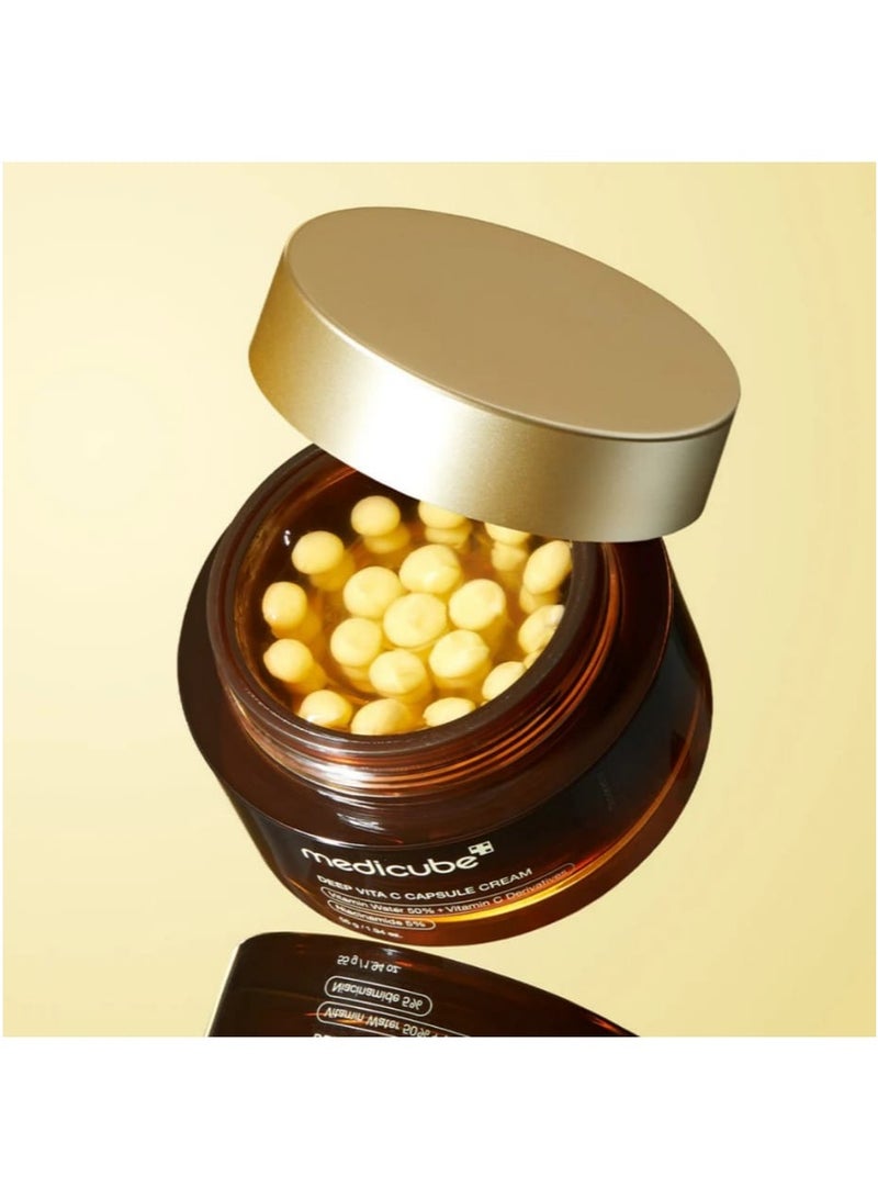 ميديكيوب منتجات العناية بالبشرة الكورية/ كريم كبسولات الكولاجين الوردي من ميديكيوب، بحمض السالمون، مرطب للوجه | كريم مرطب خفيف الوزن | نياسيناميد لبشرة متجانسة اللون، ترطيب متوهج |1.94 أونصة /كريم كبسولة فيتا سي العميق، كريم مرطب للوجه مضاد للشيخوخة ضد التجاعيد، ترطيب فوري للبشرة الجافة، العناية بمرونة البشرة - Image 3