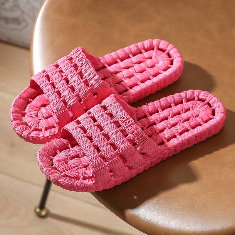 Slippers Bathroom Slippers Slippers Soft Bottom Couple Indoor Non-Slip Home Home Home Non-Slip Hollow Indoor Leakage Mop Rose red