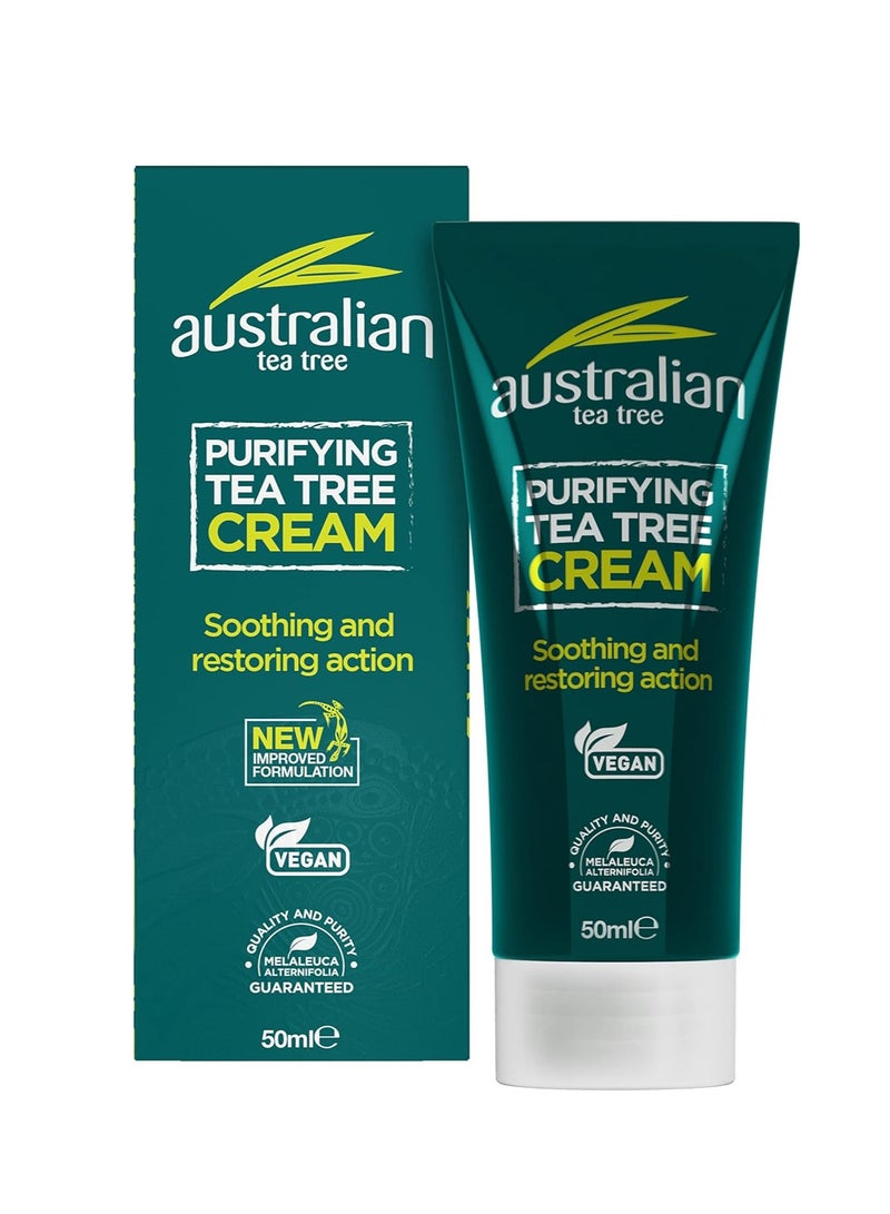 australian tea tree Cream Purifying Natural Vegan Cruelty Free Paraben and SLS Free Soothing 50 ml - Image 1