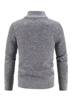 Loquat Men's Autumn/Winter Cardigan With Zipper And Fleece Standing Collar Jacket  - Image 2