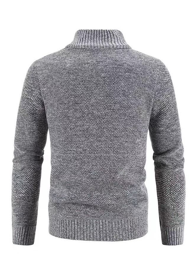 Loquat Men's Autumn/Winter Cardigan With Zipper And Fleece Standing Collar Jacket  - Image 2