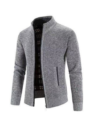 Men's Autumn/Winter Cardigan With Zipper And Fleece Standing Collar Jacket - pzsku/Z4ED688C2D0E38BD34821Z/45/_/1665044286/bb1f20c0-b0fe-4863-8393-b8a8e13dd963