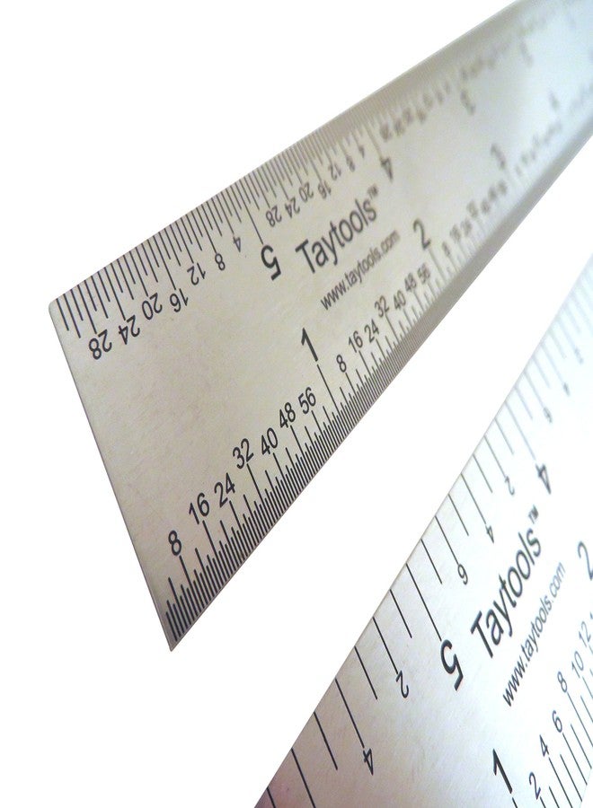 Taytools 6 Inch Rigid Machinist Rule Ruler Hardened Spring Steel 4R Graduations in 1/8, 1/16, 1/32 and 1/64 Inches MRSAE - Image 2