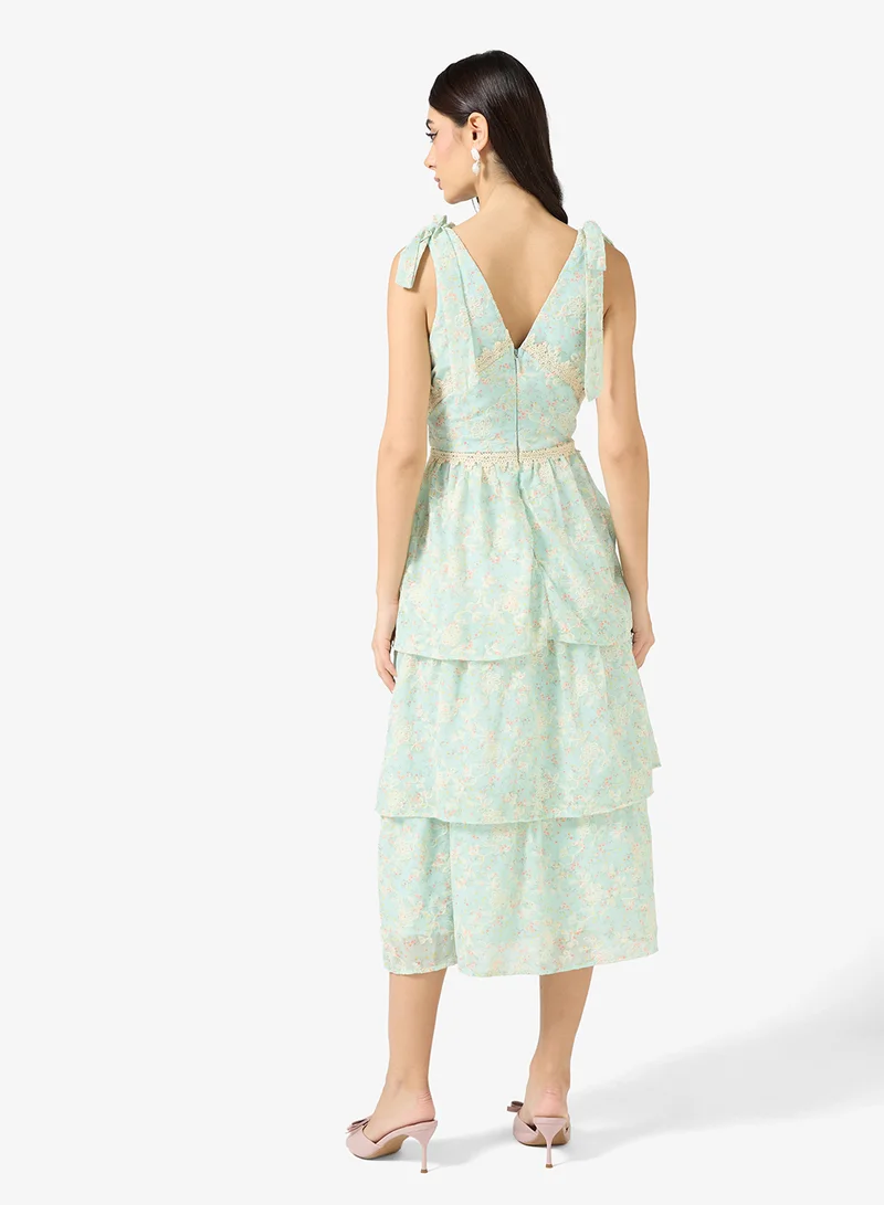 Just Me V-Neck Tiered Dress