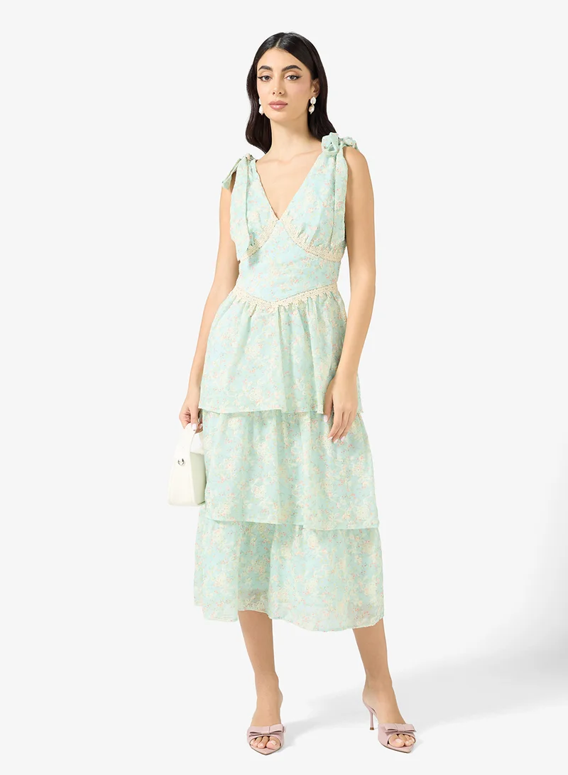 V-Neck Tiered Dress