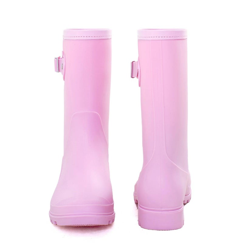 Fubotao Women's Mid Calf Rain Boots Waterproof Fashion Garden Shoes Anti-slipping Rainboots For Women Comfortable Insole Light Rain Shoes - Image 5