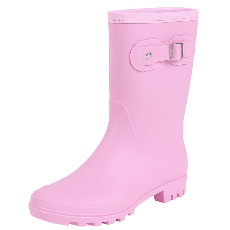 Fubotao Women's Mid Calf Rain Boots Waterproof Fashion Garden Shoes Anti-slipping Rainboots For Women Comfortable Insole Light Rain Shoes - Image 1