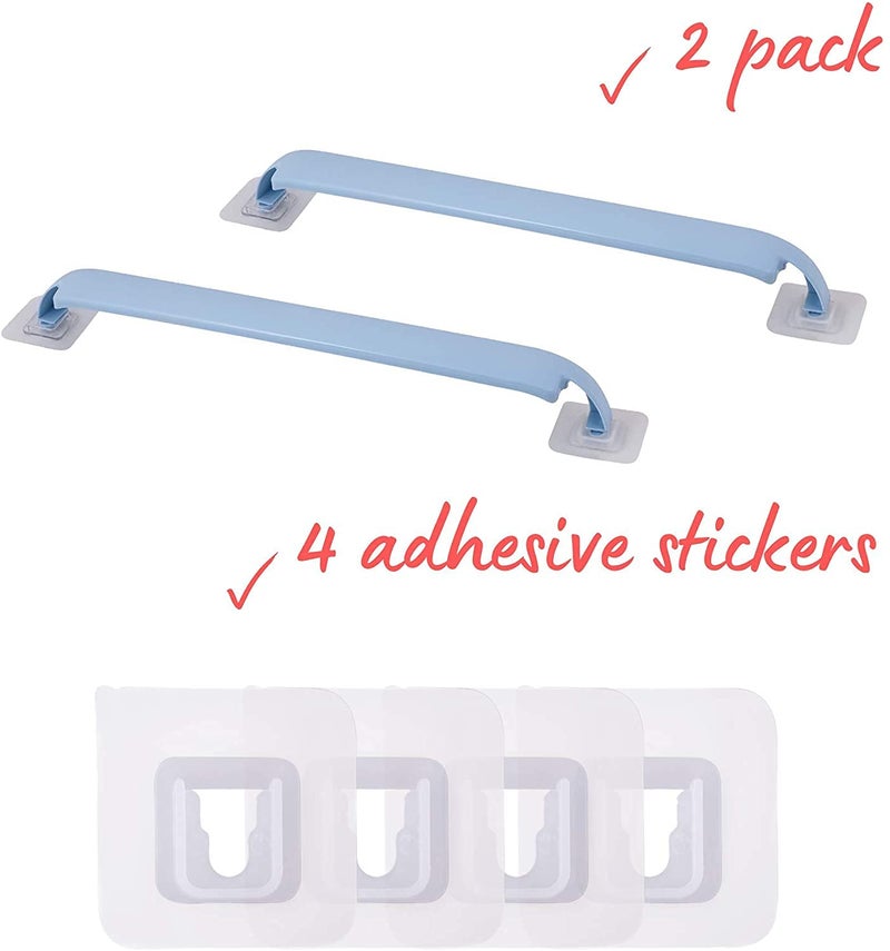 BeFunky 2 Pack Drill Free Wall Mount Towel Holder, Hand Towel Bar for Kitchen Bathroom, Slippers Washcloth Rack for Shower (Blue) - Image 3