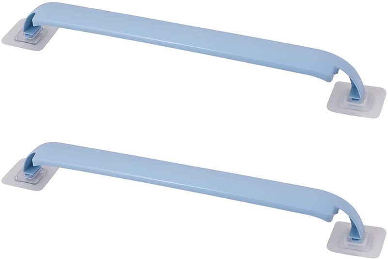 BeFunky 2 Pack Drill Free Wall Mount Towel Holder, Hand Towel Bar for Kitchen Bathroom, Slippers Washcloth Rack for Shower (Blue) - Image 1