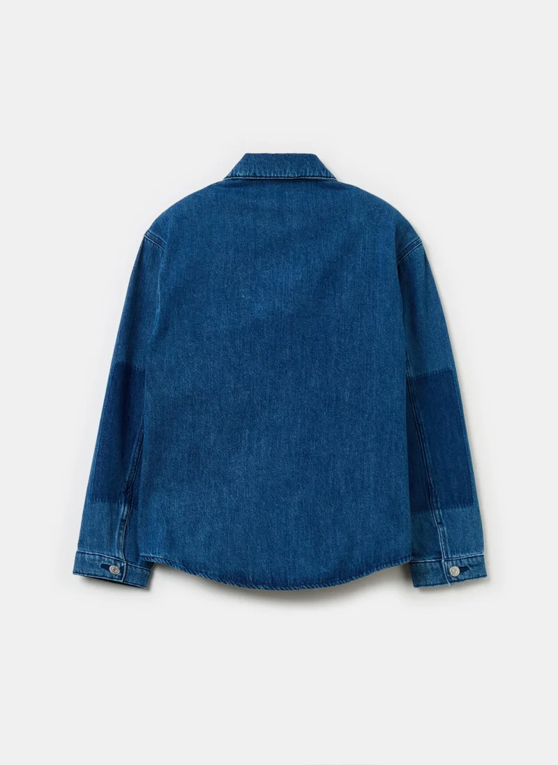 او في اس Denim shacket with print