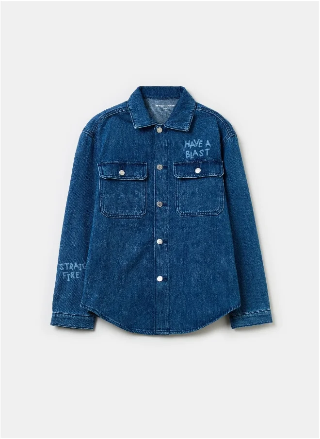 Ovs Denim shacket with print
