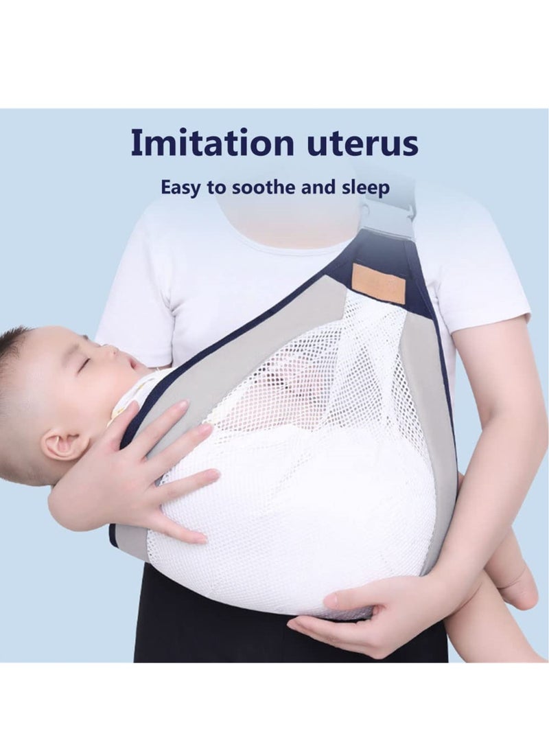 SOLARAE Baby Carriers, Ergonomic Baby Strap one Shoulder Labor-Saving Polyester Baby Half Wrapped Sling, Adjustable 3D Mesh Baby Carrier - Image 4