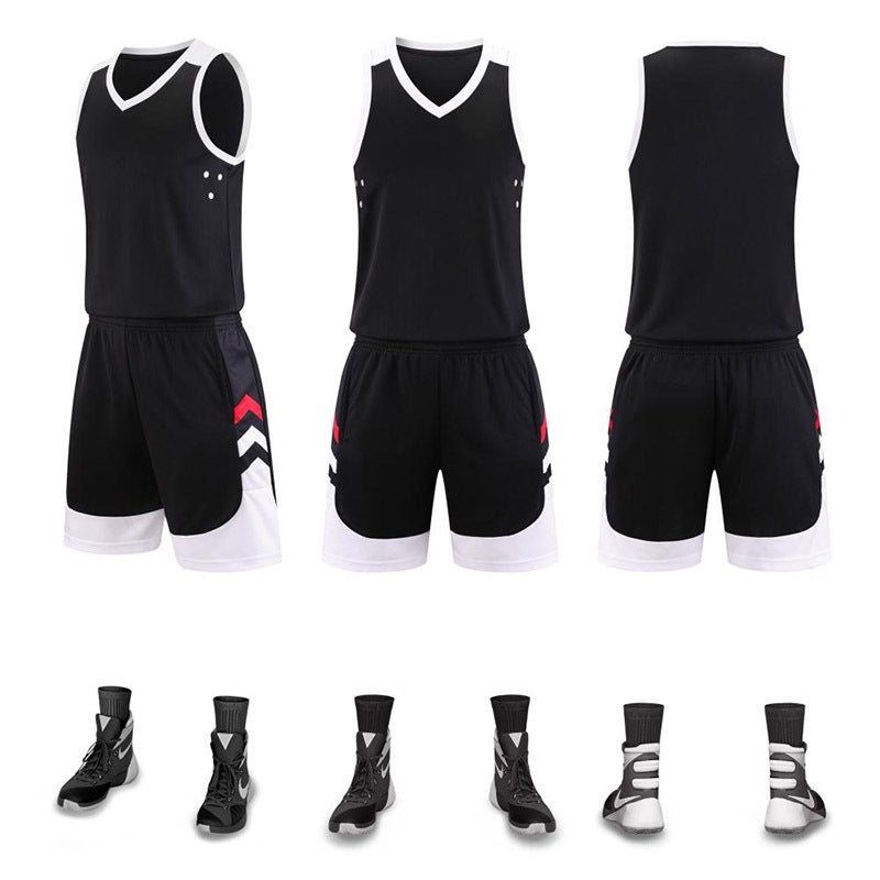 Generic Wholesale New Basketball Uniform Suit Mens Group Purchase Primary and Secondary School Student Sports Jersey Quick-Drying Training Camp Basketball Jersey Black 886