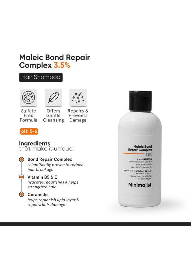 Minimalist Bond Repair Shampoo For Damaged, Dry & Frizzy Hair, Maleic Bond Repair Complex 3.5% With Patented Technology, Sulphate & Paraben Free Shampoo For Women & Men, 250 Ml (Pack Of 1) - Image 2