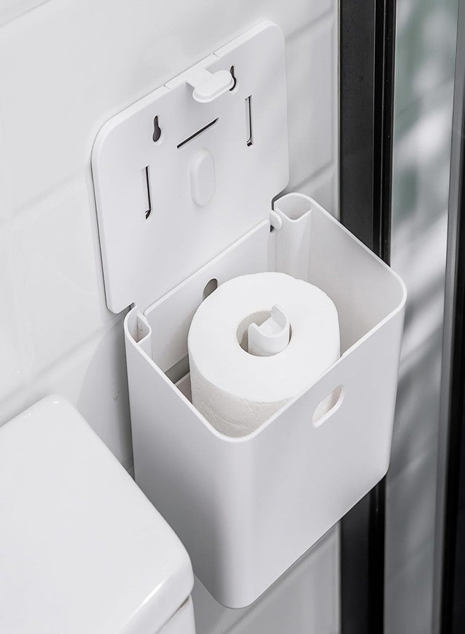 BECAN Waterproof Toilet Paper Holder Adhesive Wall Mount - No Drilling Enclosed Dustproof/Pet Proof Toilet Tissue Holder TP Roll Dispenser with Cover for RV, Car Travel Trailer, Boat - Image 4
