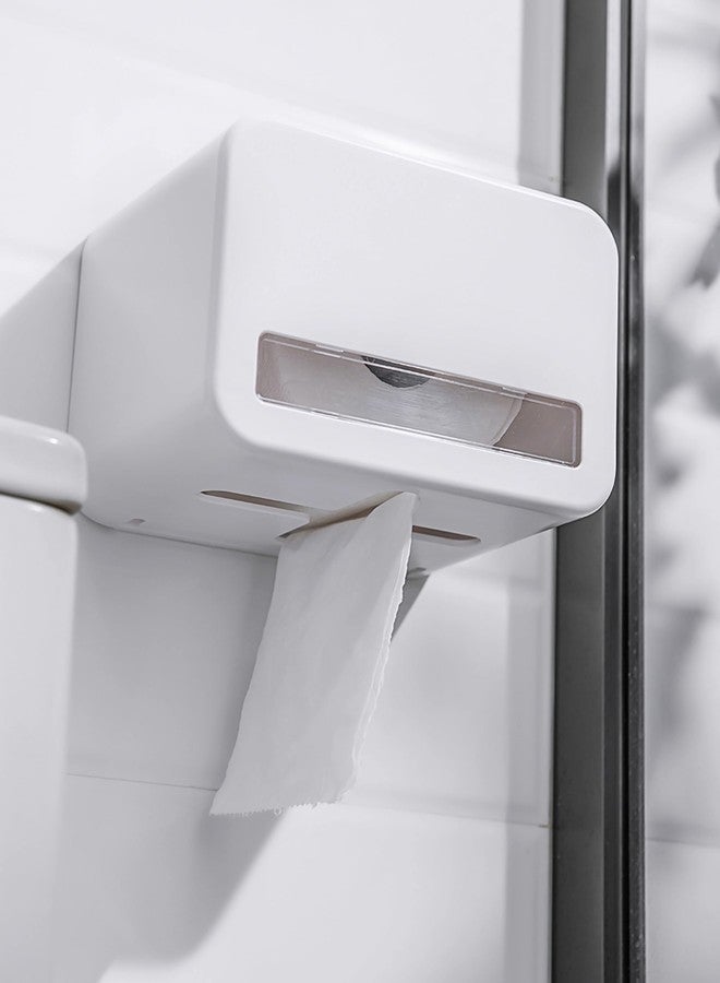 BECAN Waterproof Toilet Paper Holder Adhesive Wall Mount - No Drilling Enclosed Dustproof/Pet Proof Toilet Tissue Holder TP Roll Dispenser with Cover for RV, Car Travel Trailer, Boat - Image 3