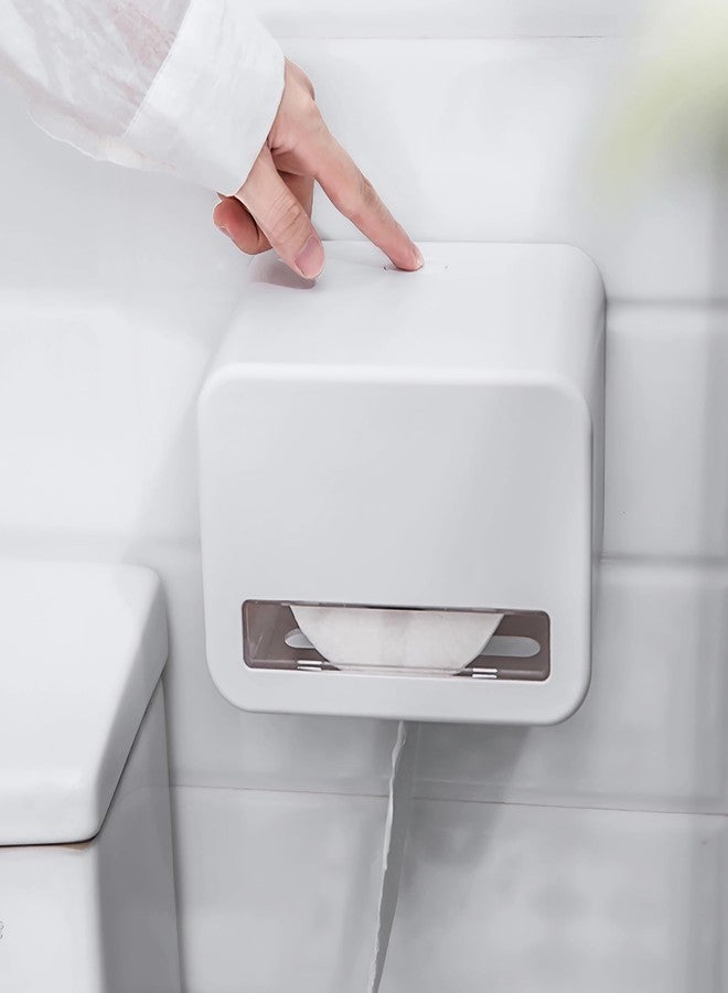 BECAN Waterproof Toilet Paper Holder Adhesive Wall Mount - No Drilling Enclosed Dustproof/Pet Proof Toilet Tissue Holder TP Roll Dispenser with Cover for RV, Car Travel Trailer, Boat - Image 1
