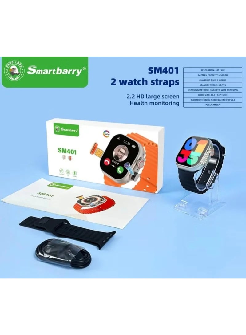 Smart Berry Smartbarry SM401 Smart Watch with 4G SIM Card, Camera, and Two Straps