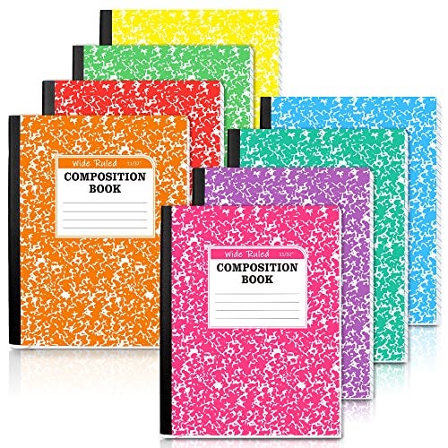 feela Composition Notebook, 8 Pack 8 Pastel Colors Wide Ruled Composition Books Bulk, Marble Cover Notepad Lined Cute Journal Notebooks for School Supplies Notes Taking Writing, 9.75 X 7.5 in - Image 1