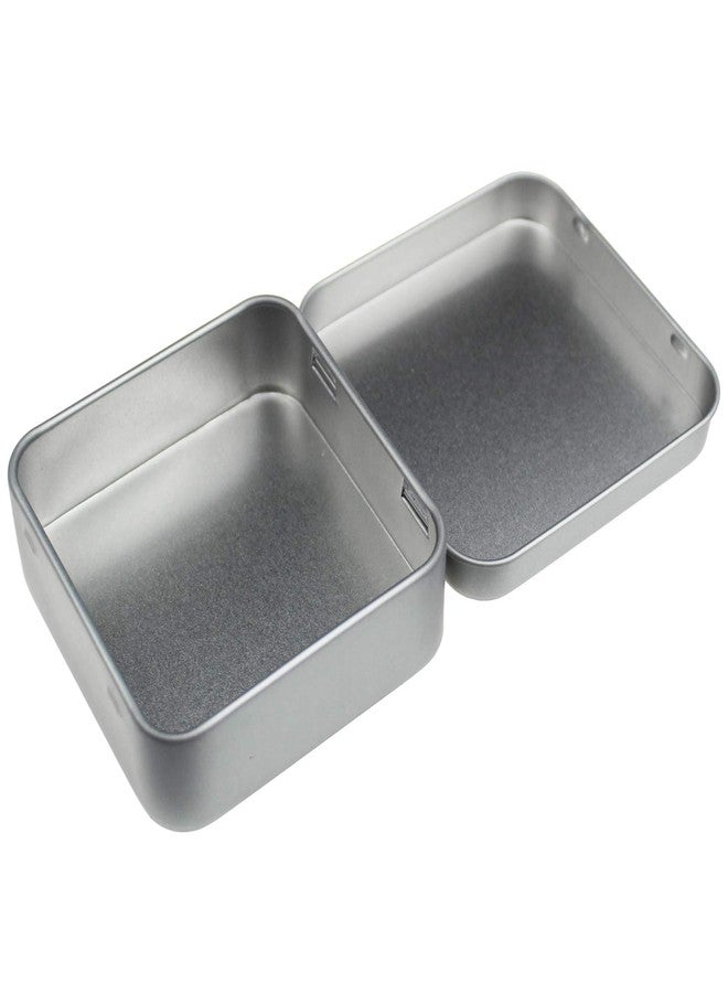 Goodma 12 Pieces Square Metal Empty Tins Home Storage Containers Organizer Mini Box with Hinged Lid, 2.76 x 2.76 x 0.79 inch (Silver) - Image 3