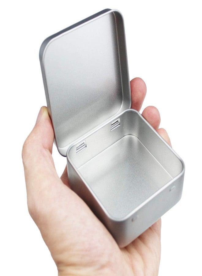 Goodma 12 Pieces Square Metal Empty Tins Home Storage Containers Organizer Mini Box with Hinged Lid, 2.76 x 2.76 x 0.79 inch (Silver) - Image 4
