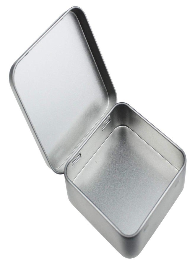 Goodma 12 Pieces Square Metal Empty Tins Home Storage Containers Organizer Mini Box with Hinged Lid, 2.76 x 2.76 x 0.79 inch (Silver) - Image 2