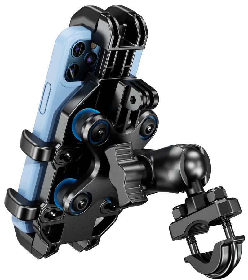 BRCOVAN Motorcycle Phone Mount Holder with Vibration Dampener, Anti-Shake Handlebar Cellphone Cradle for Bike Bicycle Scooter ATV, Adjustable Fit 5.4-6.9'' Smartphone - Image 1