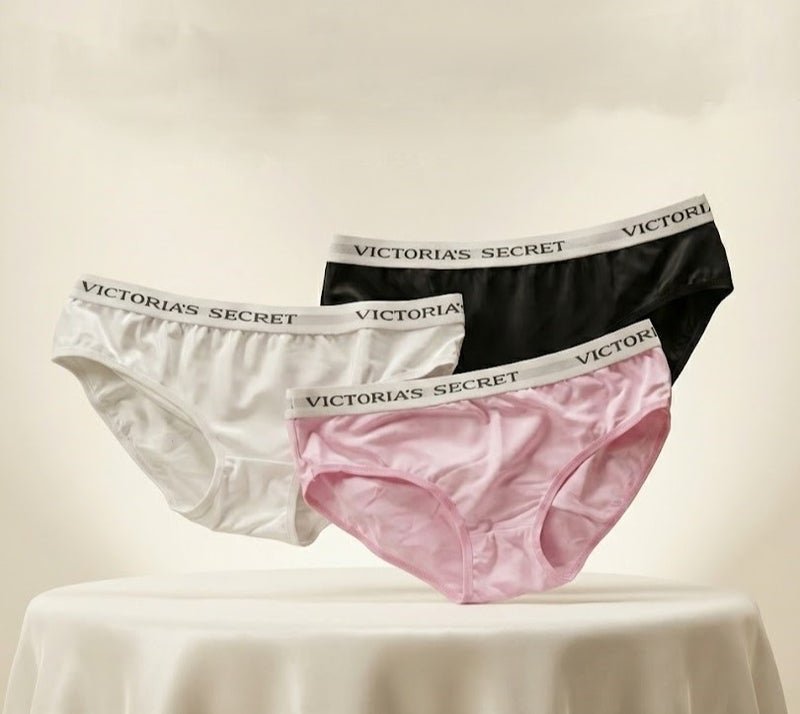 Victoria's Secret Women's 3-Piece Panty Set: Soft cotton, comfortable design, high-quality material, perfect for everyday wear - Black, white and pink colors - Size M - Image 2