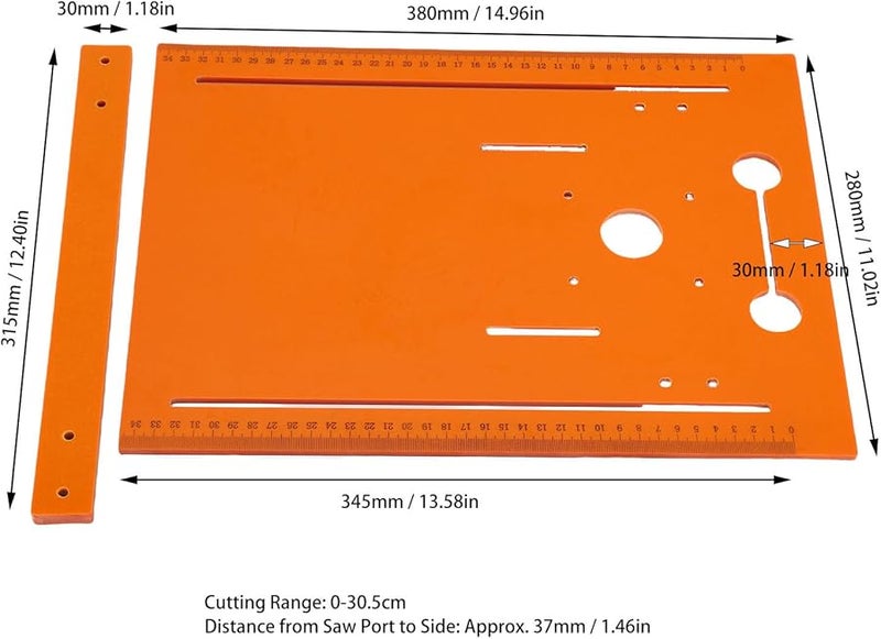 لوحة قاعدة منشار دائري عالمية مقاس 28 × 28 سم مع علامات قياس لأعمال النجارة - Image 3