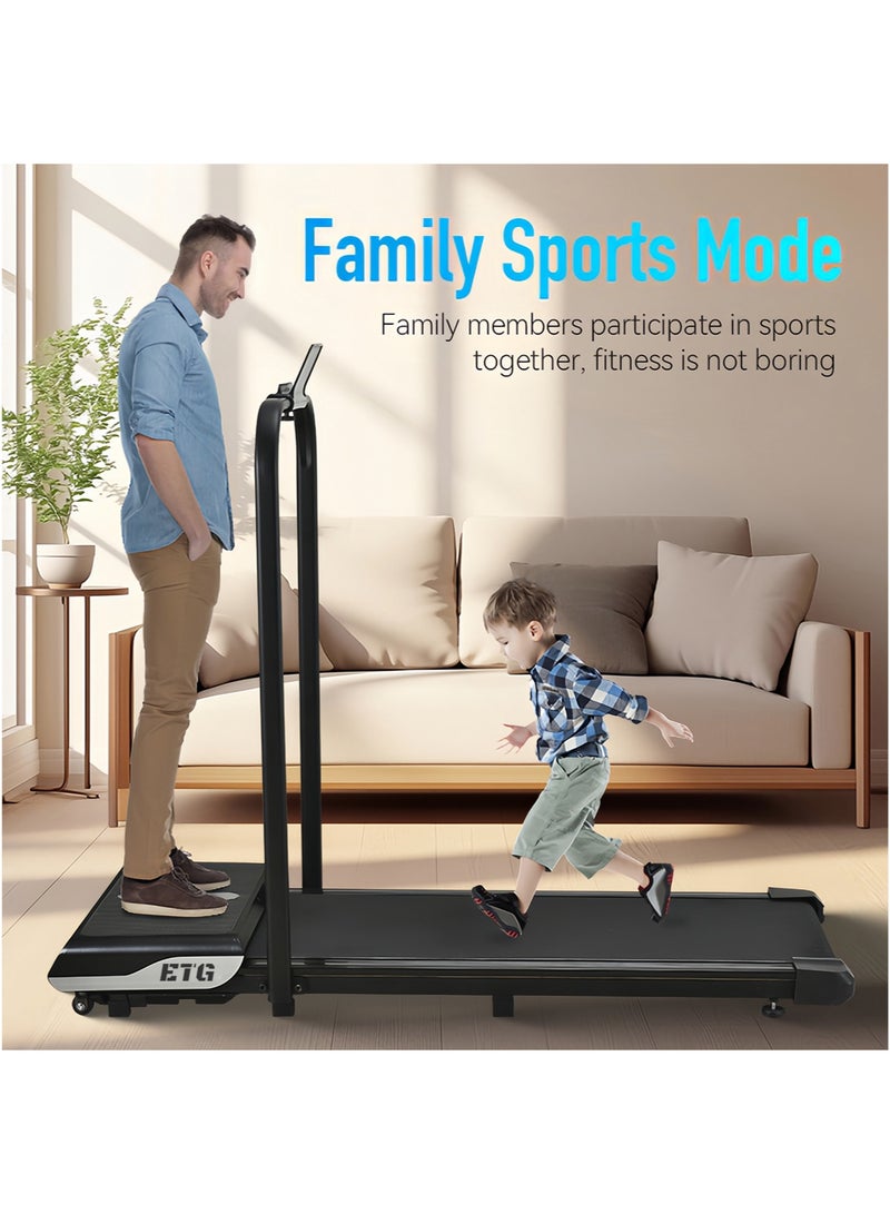 إي تي جي جهاز مشي ولوح اهتزاز 2 في 1 قابل للطي | محرك 0.75 حصان هادئ | سرعة قابلة للتعديل 1-8 كم/س | يحمل حتى 220 كجم | لياقة منزلية ومشي مكتبي - Image 2