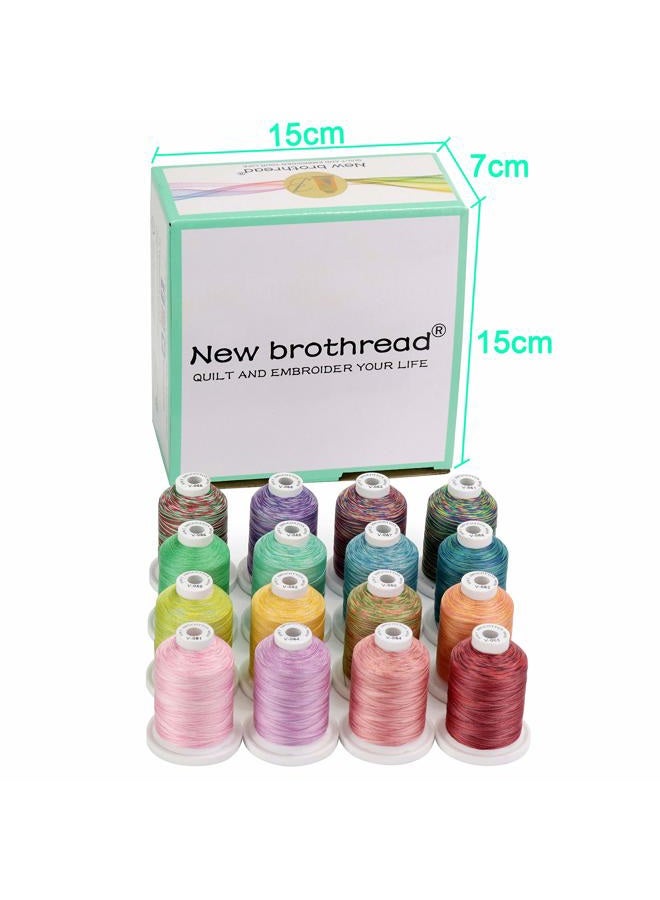 New brothread 16 Multi Colours Multi-Purpose 100% Mercerised Cotton Thread 30WT (50S/3) 600M for Quilting, Sewing and Embroidery - Image 2