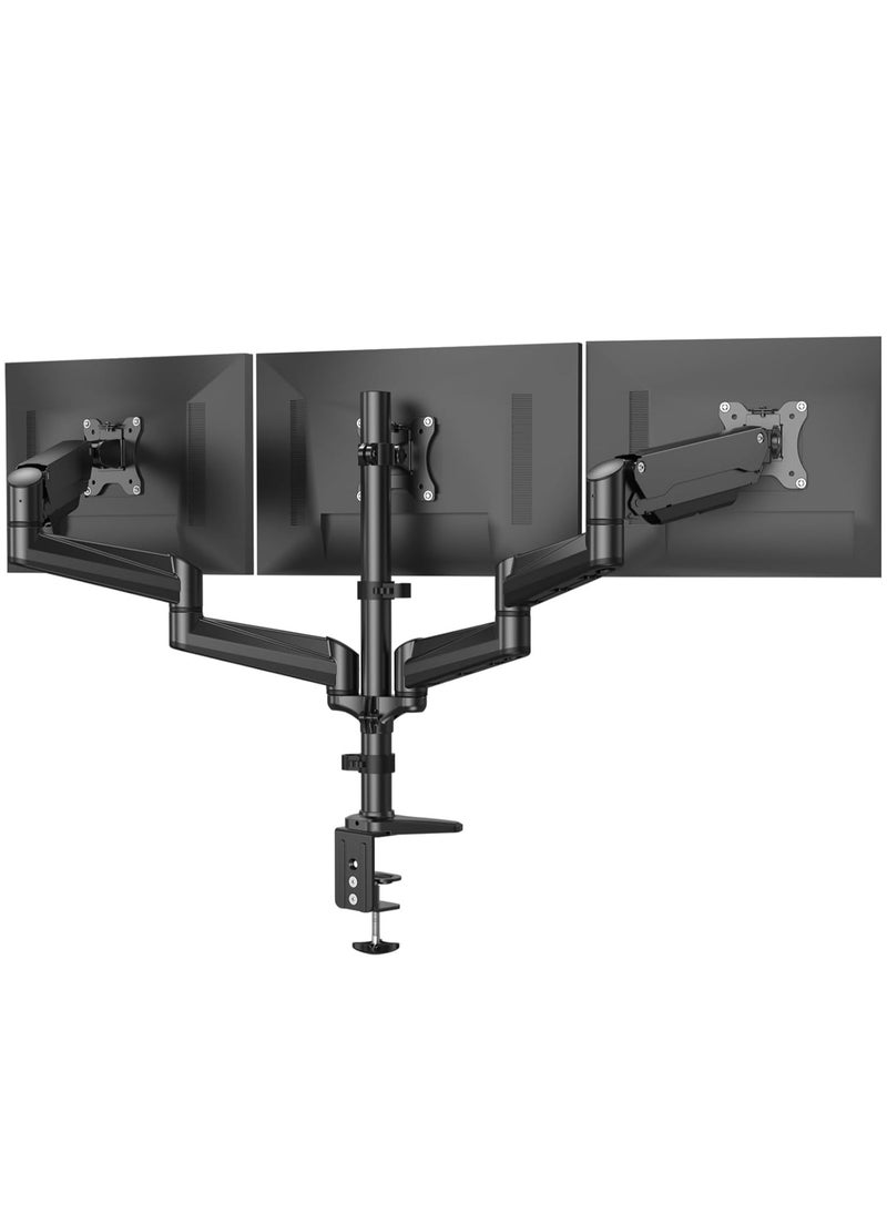 ELTRAZONE Triple Monitor Mount for 17-32 Inch Screens – Height Adjustable Monitor Arm, Holds Up to 8kg per Arm, Black  - Image 1