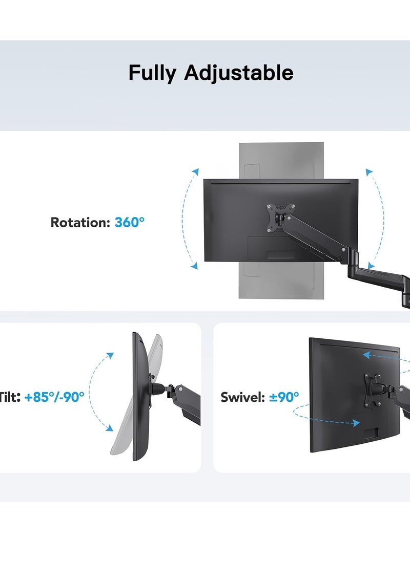 ELTRAZONE Triple Monitor Mount for 17-32 Inch Screens – Height Adjustable Monitor Arm, Holds Up to 8kg per Arm, Black  - Image 4