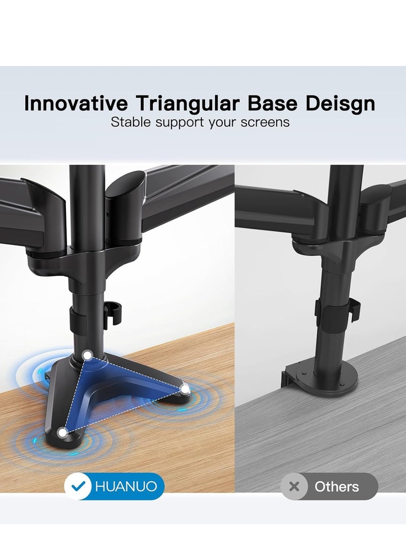 ELTRAZONE Triple Monitor Mount for 17-32 Inch Screens – Height Adjustable Monitor Arm, Holds Up to 8kg per Arm, Black  - Image 5
