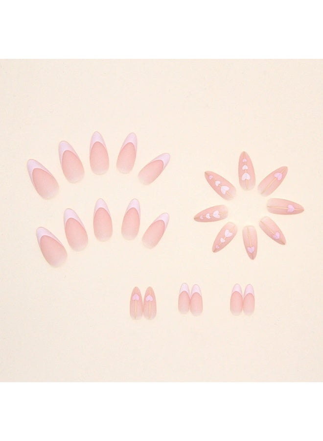 Goolsky Premium French Heart & Gold Accent Press-on Nails for Romantic Elegance - Image 3